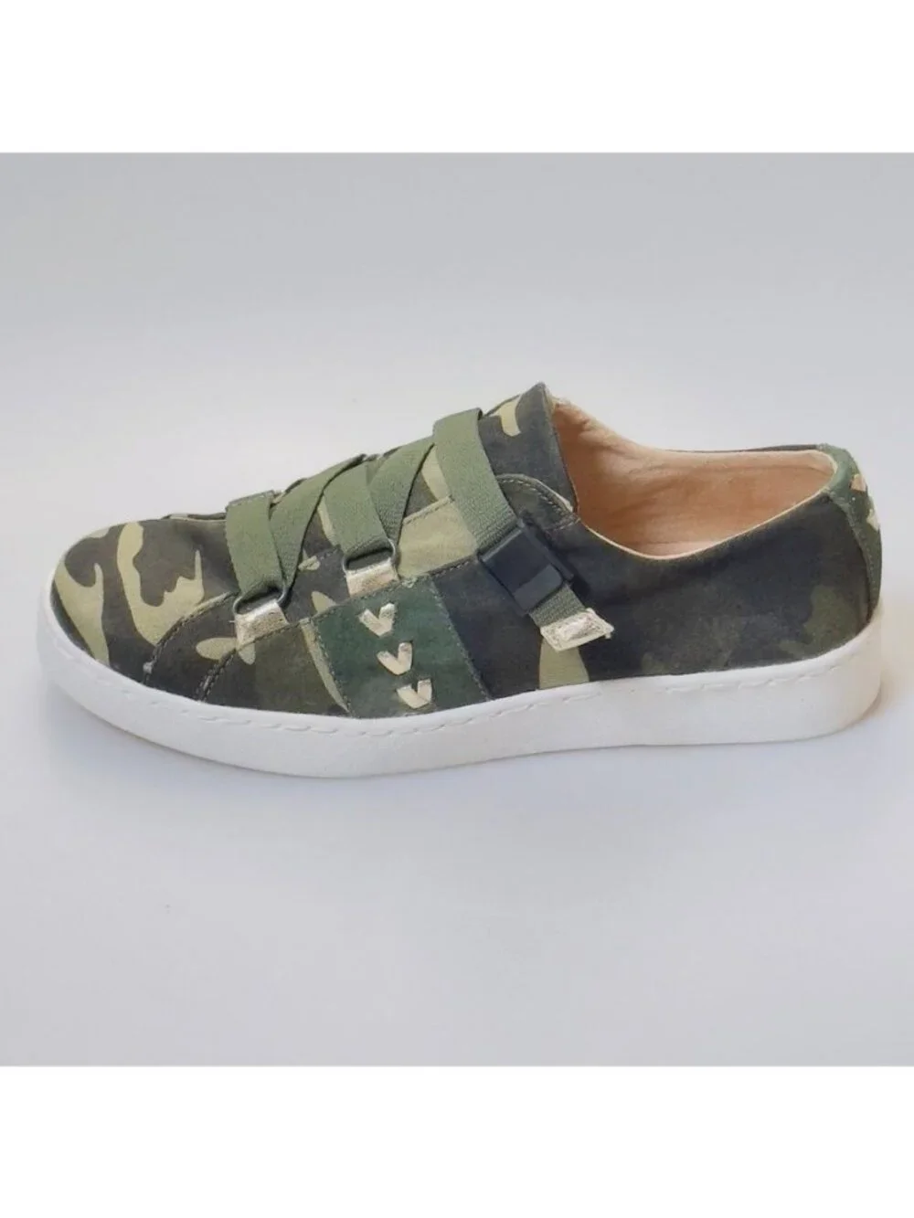 JACK ROGERS Womens Canvas Sneaker Athletic Shoes Slip-On Green Camouflage Size 8